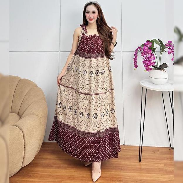 Yukensi Panjang Tali Kustom Daster Tanpa Lengan Jumbo Ld 130 Rayon Lembut Adem Nyaman Dress Tidur Wa