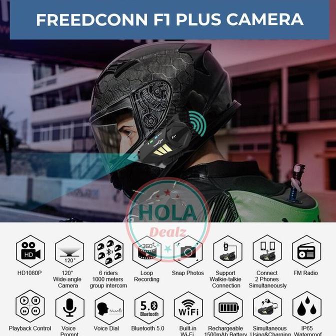 Freedconn F1 Plus Bluetooth Intercom F1 Plus Camera Fullhd Fm Original Tbk