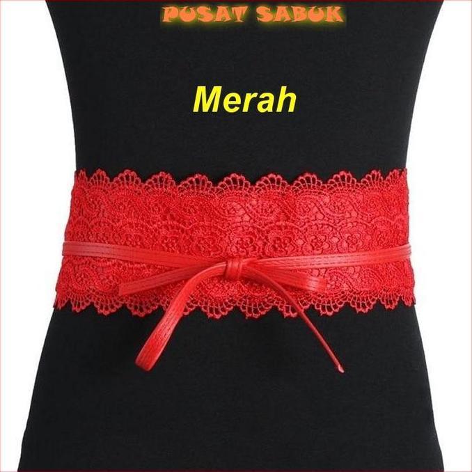 Gesper Cewek Ikat Tali Pinggang Sabuk Obi Belt Wanita Fashion Korea Impor Kain Kepang Hitam Karet