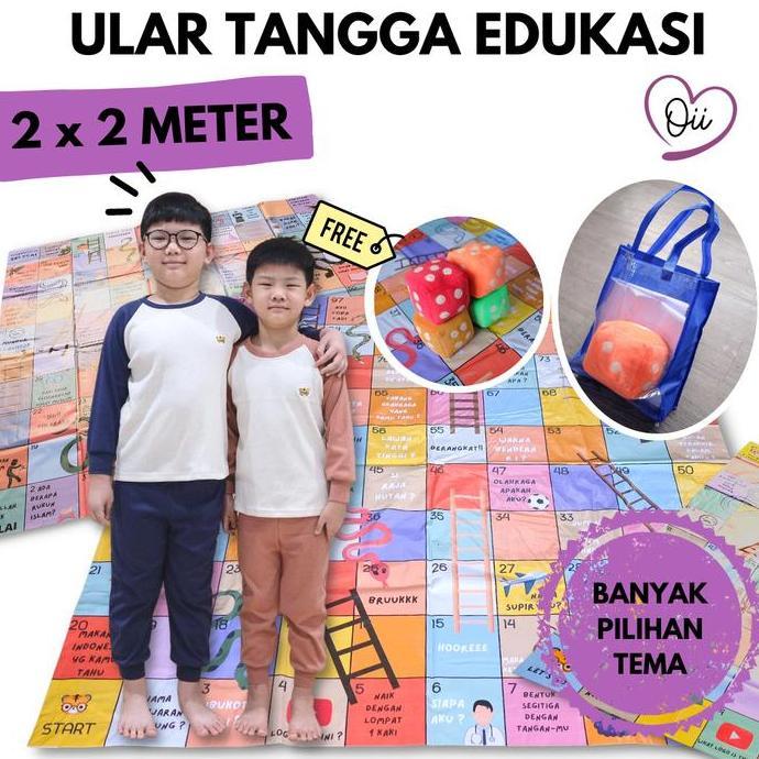 Ular Tangga Jumbo Karpet Raksasa Mainan Edukasi Anak Gratis Dadu