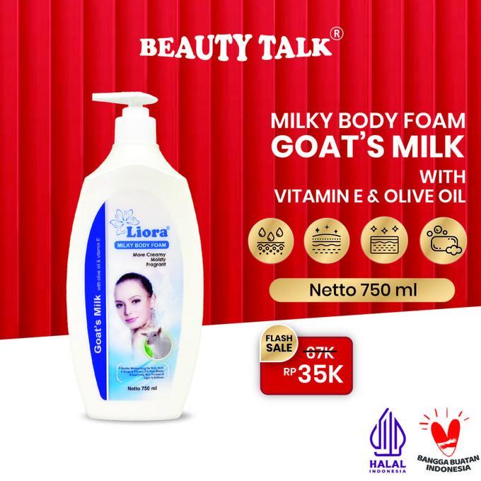 Bersih- Liora Milky Body Foam (GoatS Milk) 750Ml | Soap Sabun Mandi Cair Pencerah Tubuh