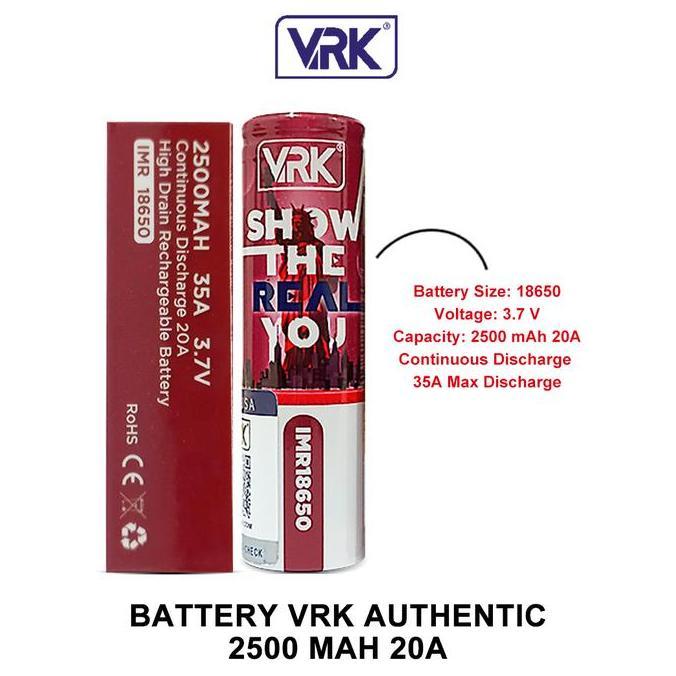 Lansungkirim- Authentic Baterai 18650 Vrk 2500 Mah - Battery Vrk 2500Mah 3.7V