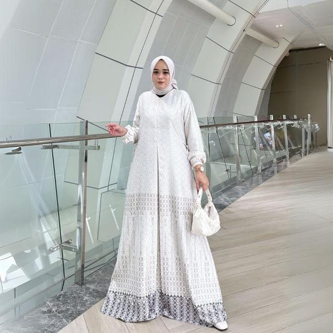 Hokywoi- Gamis Motif Delisa Kekinian Bahan Silk Premium Jumbo Fashion Muslim Wanita Kondangan Dan Pe
