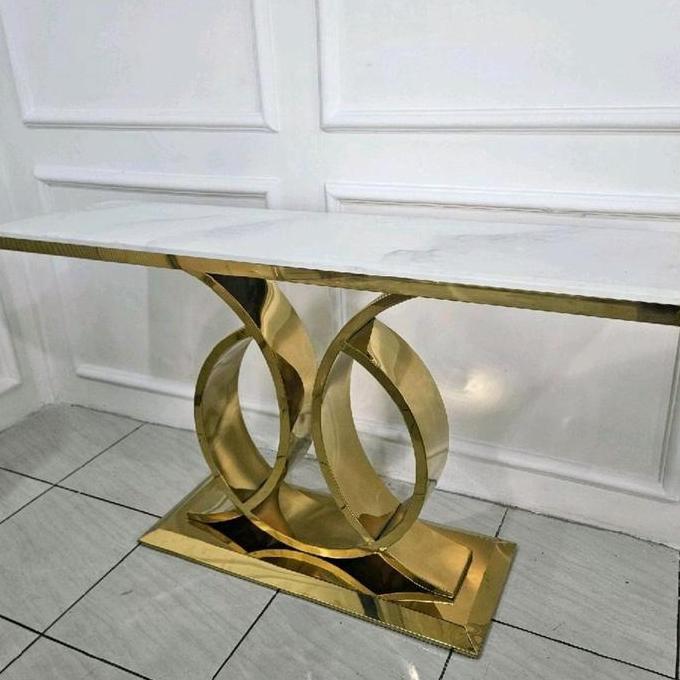 Terlaris Meja Console Table Stainless Gold-Top Marmer