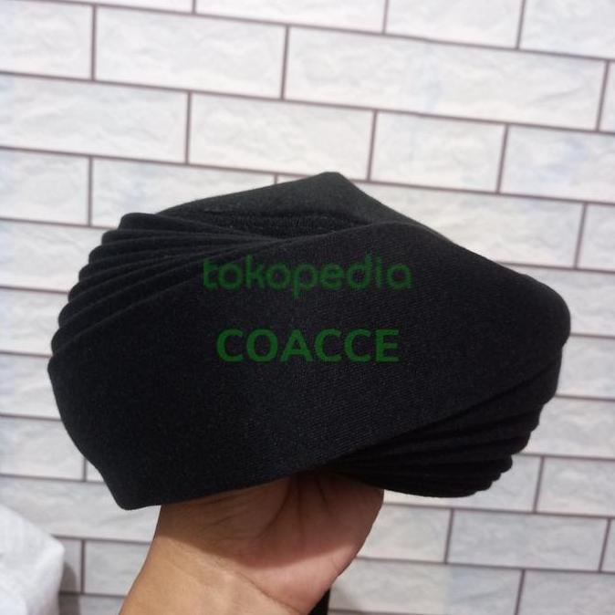 DS338 >> Peci Imamah Permanen 5 meter 7 Tingkat Lapis Polos BUNTUT Kopiah Putih Songkok