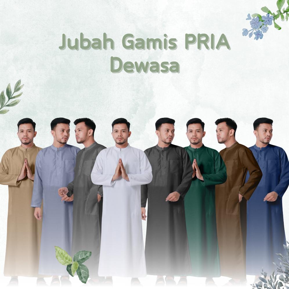 PREMIUM JUBAH GAMIS POLOS PRIA LAKI LAKI DEWASA LENGAN PANJANG BAHAN TOYOBO WARNA PUTIH HITAM ABU CO