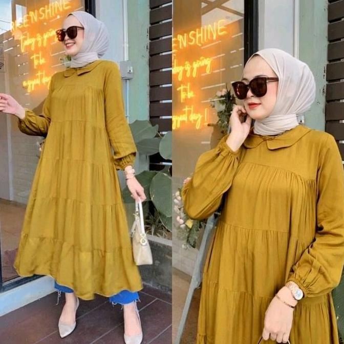 Hokywoi- Midi Dress Twill Premium/Midi Dress Twill/Midi Dress Rayon Twill/Midi Dress Tali Belakang B