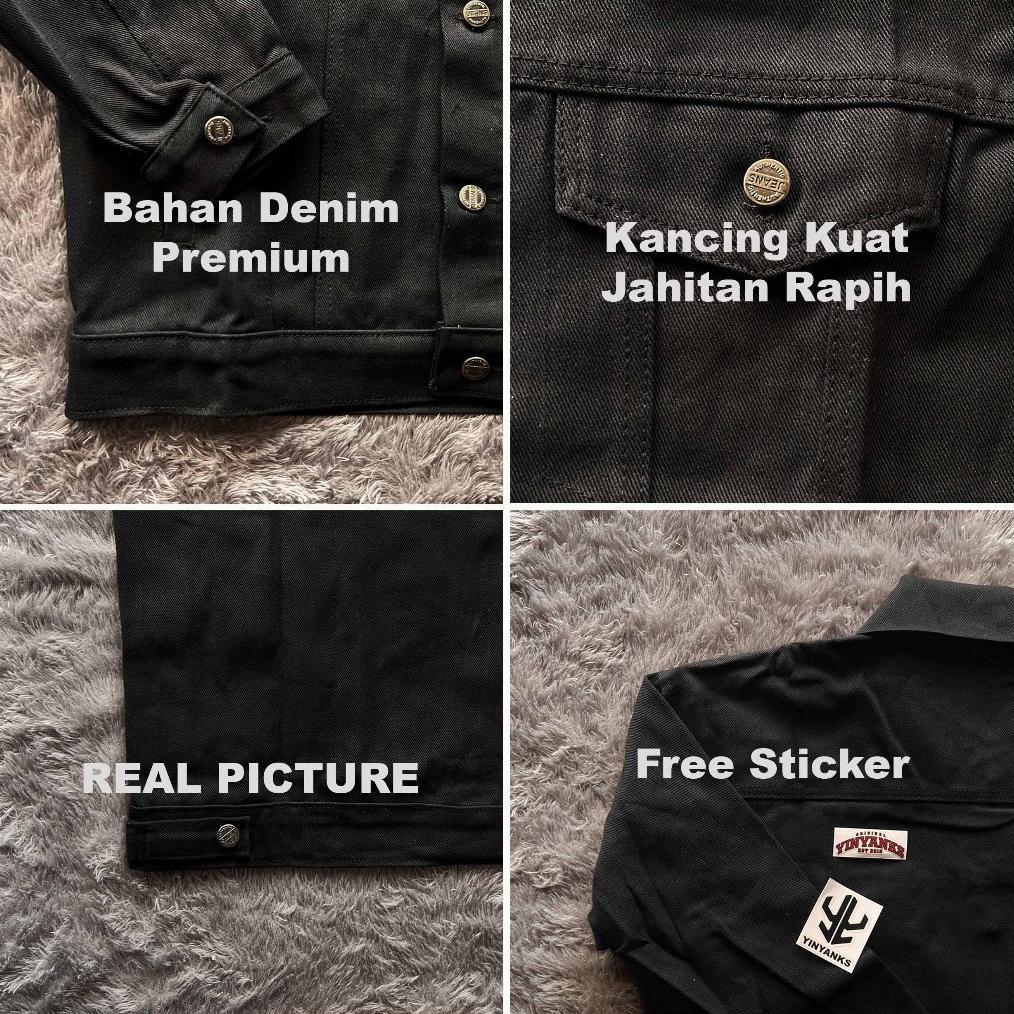 LIMITED YINYANKS JACKET DENIM BMTH SEMPITERNAL JACKET JEANS HITAM