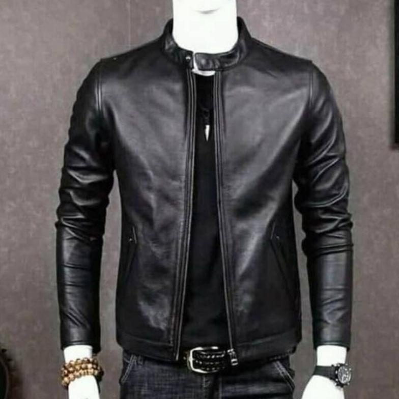 SUPER DEAL Model Jaket Kulit Pria Polosan 100% ASLI JIKA PALSU UANG KEMBALI mantaps