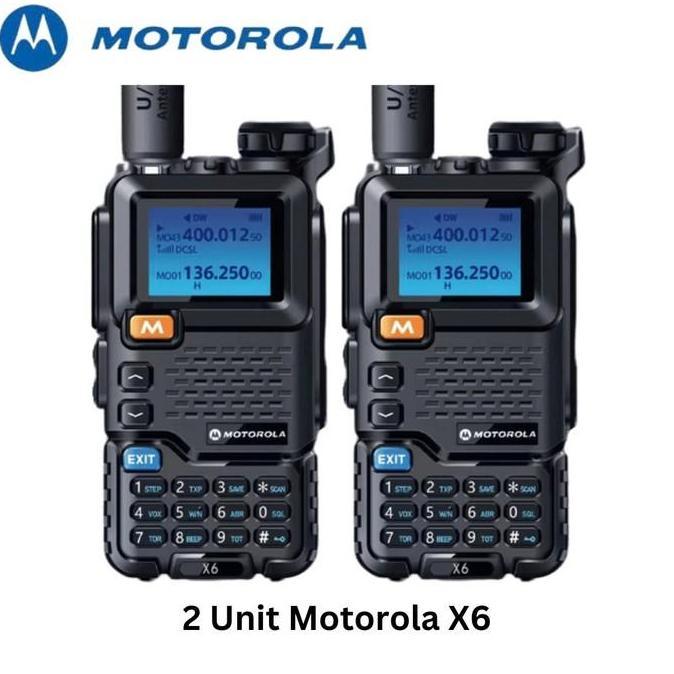 Terlaris Sale  Promo Paket 2 Unit Two Way Radio Komunikasi Walkie Talkie Ht Motorola X6 10 Watt Long