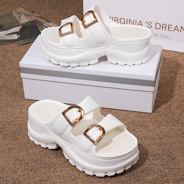 DISKON SAROMON(SURABAYA) SANDAL WANITA KEKINIAN TINGGI SANDAL FUJI WANITA WEDGES KOREA SANDAL JELLY 