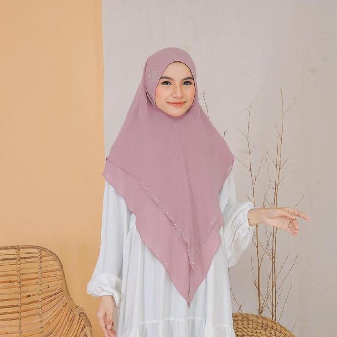 DV154 - Khimar Zeynab hijab syari muslim payet swaroski ceruty babydol 2 layer instan mewah dan eleg