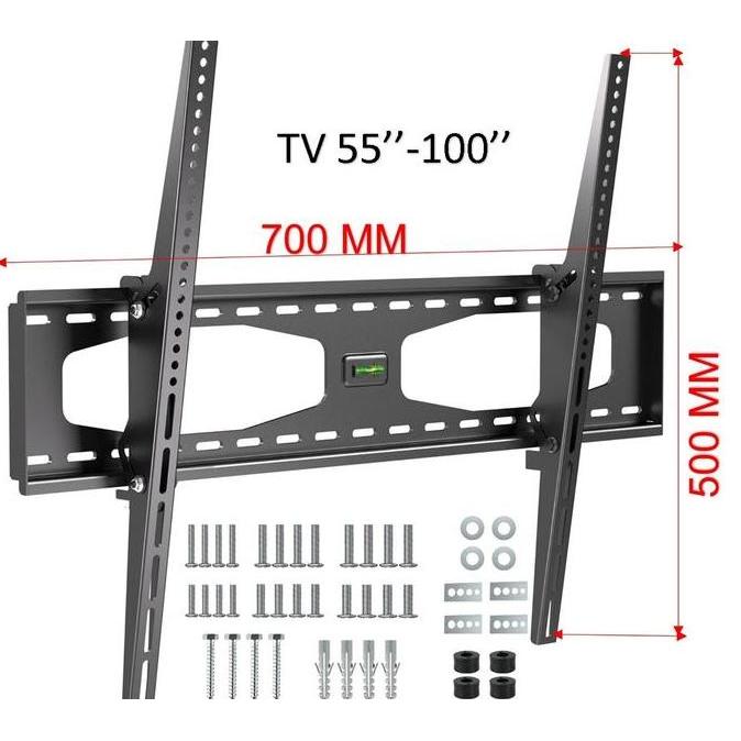 TERBARU - Bracket TV Besar 55-100 Inch VESA 700x500mm Bisa Tilt 15 Derajat & Waterpas Gantungan TV T