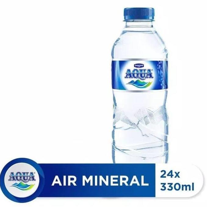 AQUA Air Mineral Botol 330ml Dus Isi 24pcs Air Mineral Berkualitas dari Sumber Air Pegunungan Piliha
