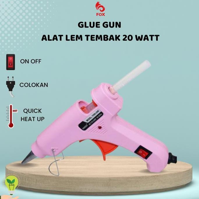 Promo GLUE GUN / ALAT LEM TEMBAK 20W / ALAT LEM TEMBAK WARNA PINK & KUNING Diskon