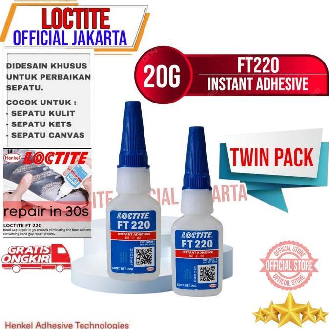 Promo LOCTITE FT220 FT 220 Lem Sepatu Loctite FT-220 Instant Adhesive 20g Lem Super Kuat TWIN PACK D