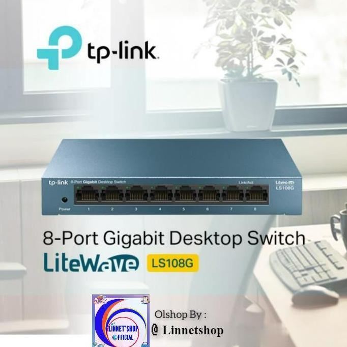 TERBARU - TP-Link 8 Port LS108G Gigabit Tplink Desktop Switch Hub - Linnetshop