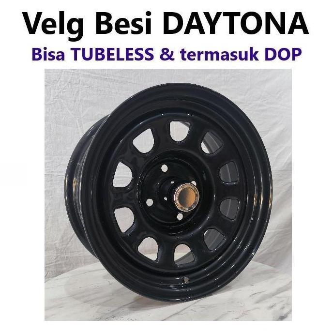 Velg besi Mobil Steel Daytona 15x7.0 4H 114.3 et+13 Ring 15 R15 Lebar 7 inci mobil Kijang Lama Kapsu