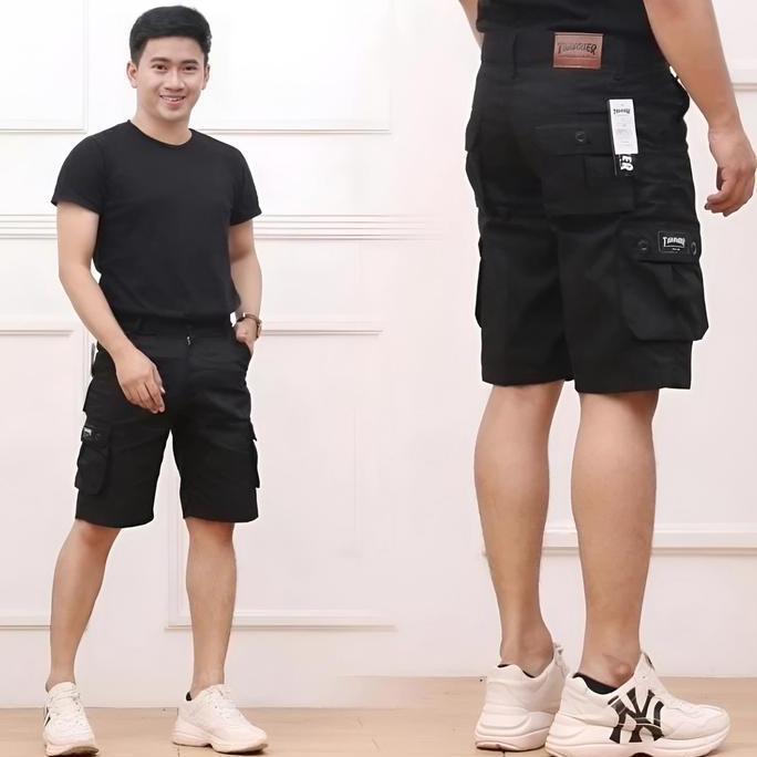[NEW ARRIVAL] / Celana Thrasher pendek Pria / kimpul Dewasa Hitam Shorts Gunung Distro regular cargo