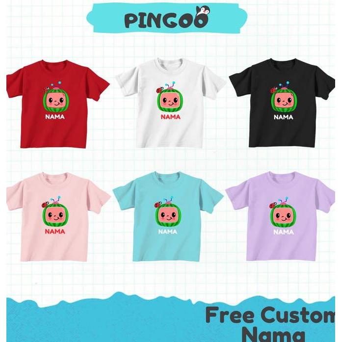 LA138 }} Baju Kaos Cocomelon Custom Nama Untuk Bayi, Anak, Dewasa Katun Combed