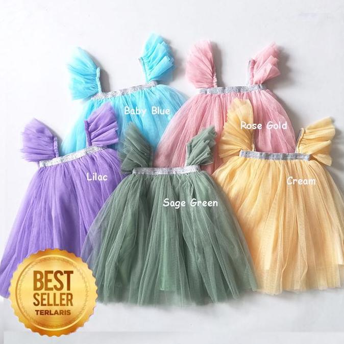 LA149 >> Dress Bayi Perempuan 6 12 Bulan Gaun Pesta Baby Baju Warna Hitam Putih Lilac Sage Green Mer