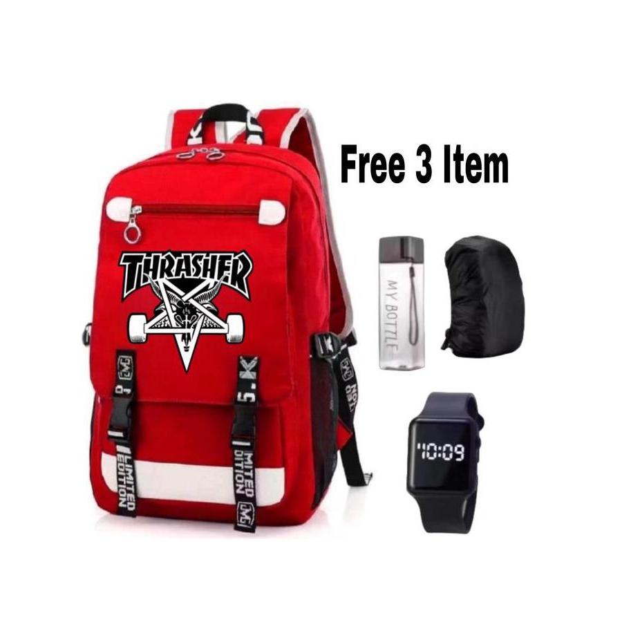 DF44 - Tas ransel Thrasher-Tas sekolah Thrasher-Backpack Thrasher keren-Tas anak muda Thrasher-Tas f