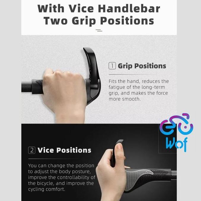 ROCKBROS BT1008 Handgrip Stang Sepeda Tahan Guncangan Tahan Debu MTB Bicycle Grips Horns Shofar Vice