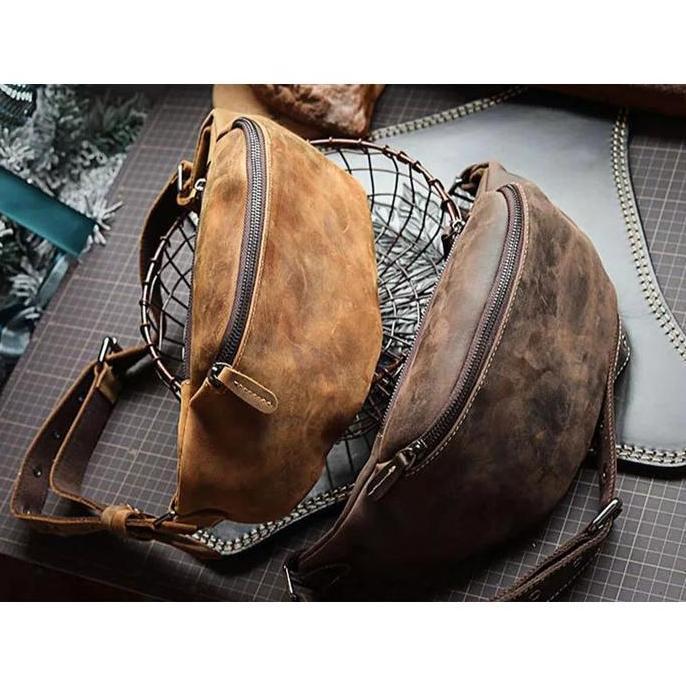 Tas Waist Bag Pria Kulit Asli Premium - Tas Waist Bag Kulit