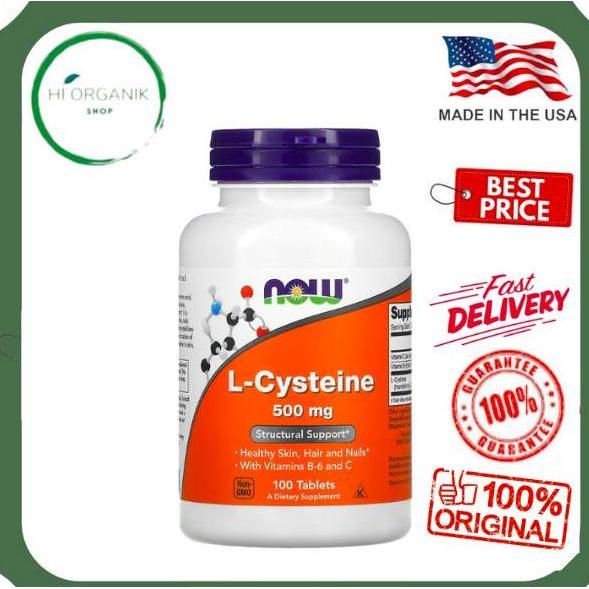 Now Foods L-Cysteine 500 mg 100 Tablets Healthy Skin Hair and Nails