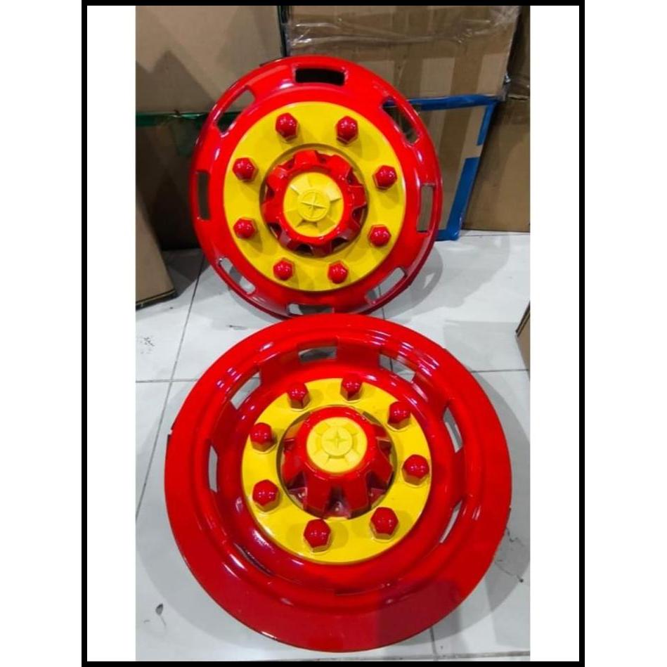 GRATIS ONGKIR COVER DOP VELG BAUT 8 RING 16 TRUK TRUCK CANTER FUSO 4 PCS WARNA MERAH KUNING 
