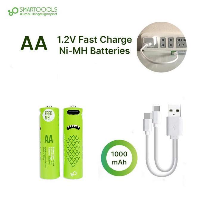 Smartoools MicroBatt AA 2pcs Rechargeable Batteries Baterai Isi Ulang (TERBAIK) (TERBARU) (TERMURAH)
