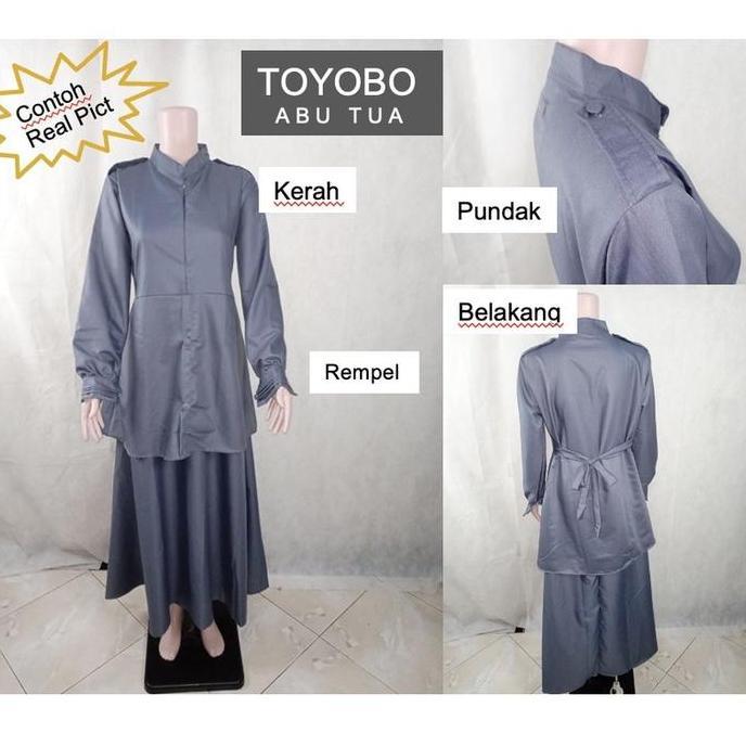 Gamis Seragam Stelan PNS PDH DEPAG ABU TUA DAN BIRU DONGKER Toyobo seragam guru kerja terusan pdl pd