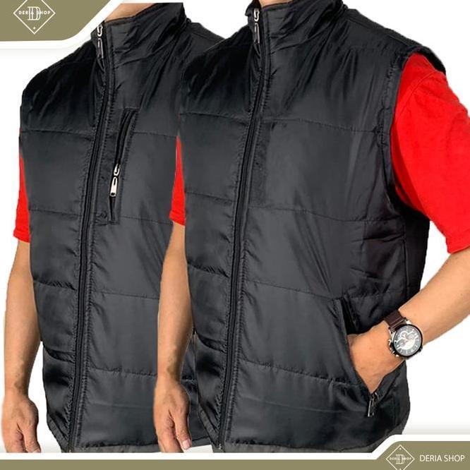 Rompi Gelembung Parasut Pria Polos Hitam Navy Dewasa Anak Vest Puffer Resleting Tebal Anti Angin Air