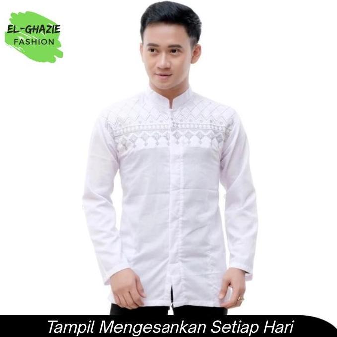 Baju Koko Lengan Panjang Pria Dewasa Khusus Putih Senada HM