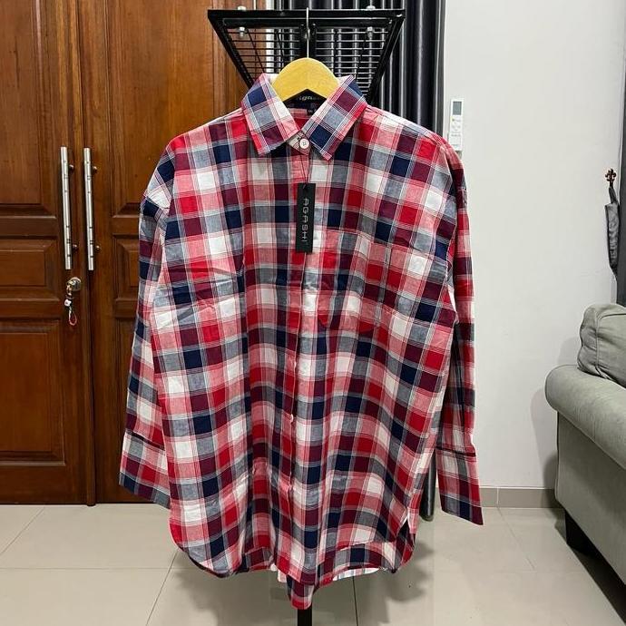 Kemeja wanita motif kotak bahan katun