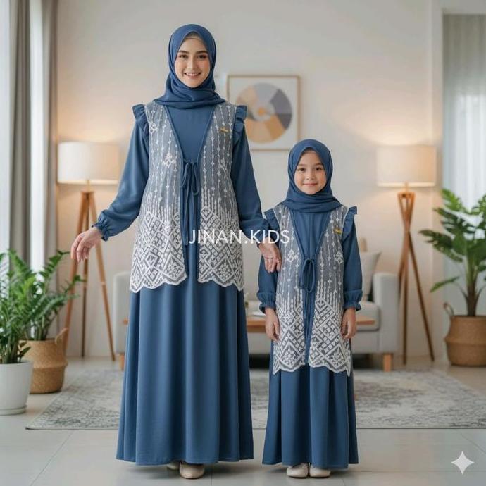 JINAN.KIDS - GAMIS BROKAT ZAHIRA - DRES IBU & ANAK KOMBINASI - BAJU GAMIS TRENDY MIX BROKAT