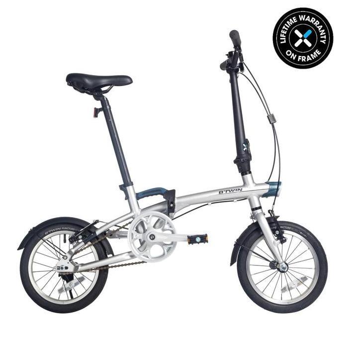Decathlon Btwin sepeda lipat tilt 500 14" XS Silver - 8527256 (TERBAIK) (TERBARU) (TERMURAH)