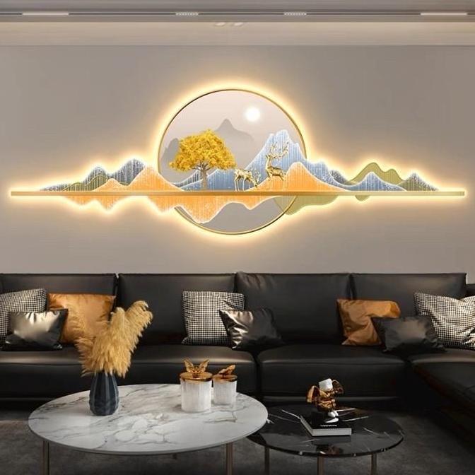 Mountain Wall Decor + LED / Hiasan Dinding Besar Ruang Tamu + Lampu