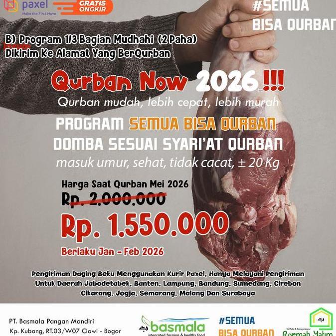 Terlaris Basmala Farm Promo Qurban 2026 Tebar Domba Kambing Sapi Pelosok Negri Hewan Kurban Amanah P