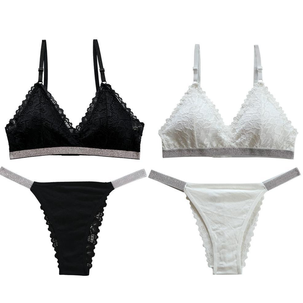 TERBARU 572 1  Set Pakaian  Dalam Brokat Katun Wanita BRA Dan CD Sepasang  Lingerie Wanita Lace Rend