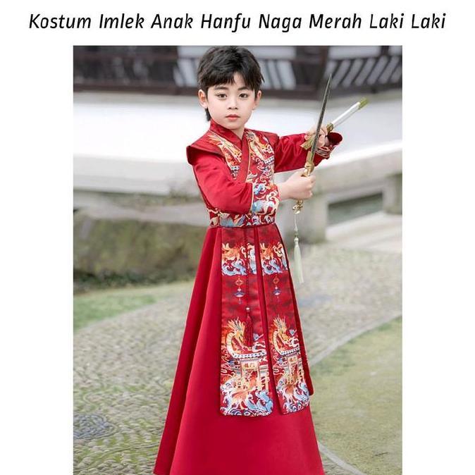 Murah KostumImlek Anak Hanfu Naga Merah Laki Laki CinaChina