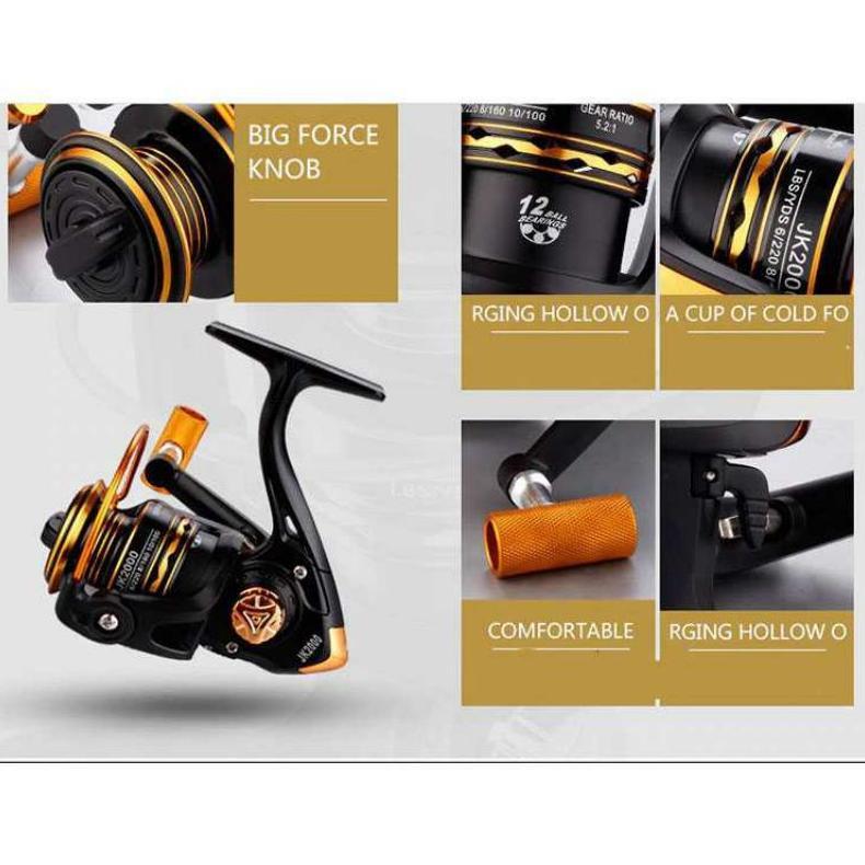 BestPromo Lk/Jk2000 Reel Pancing Spinning 5.2:1 Ball Bearing 13/12 /Rell Reel Rel Ril Riil Rill Gulu