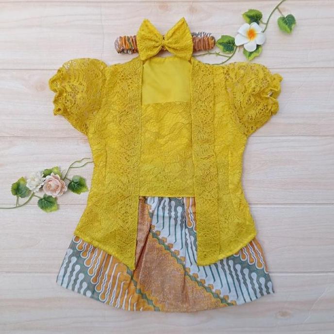 Disc Kebaya Bayi Kutbar Untuk Tedhak Siten / Kebaya Anak Perempuan / Kebaya Anak Warna Kuning Lemon