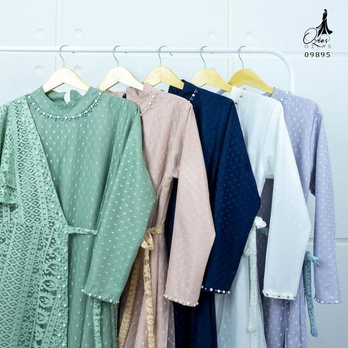 GAMIS OZIAS BROKAT KAGURA COMBI TILE 09895 JUMBO LD 120 & LD 140 I Gamis Pesta Kondangan I Gamis Mus