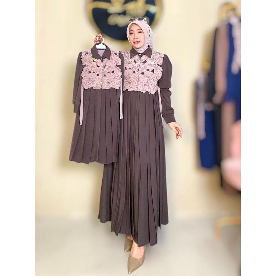 DRESS Wanita Muslim SAFWA BY NK_ORINAL, Baju Gamis Dewasa Panjang, Bahan KENIT mix MARINASIL Nyaman