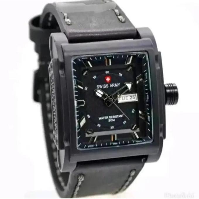 DA41 - TERBARU - JAM TANGAN PRIA SWISS AMRY KOTAK TANGGAL HARI AKTIF FREE BOX