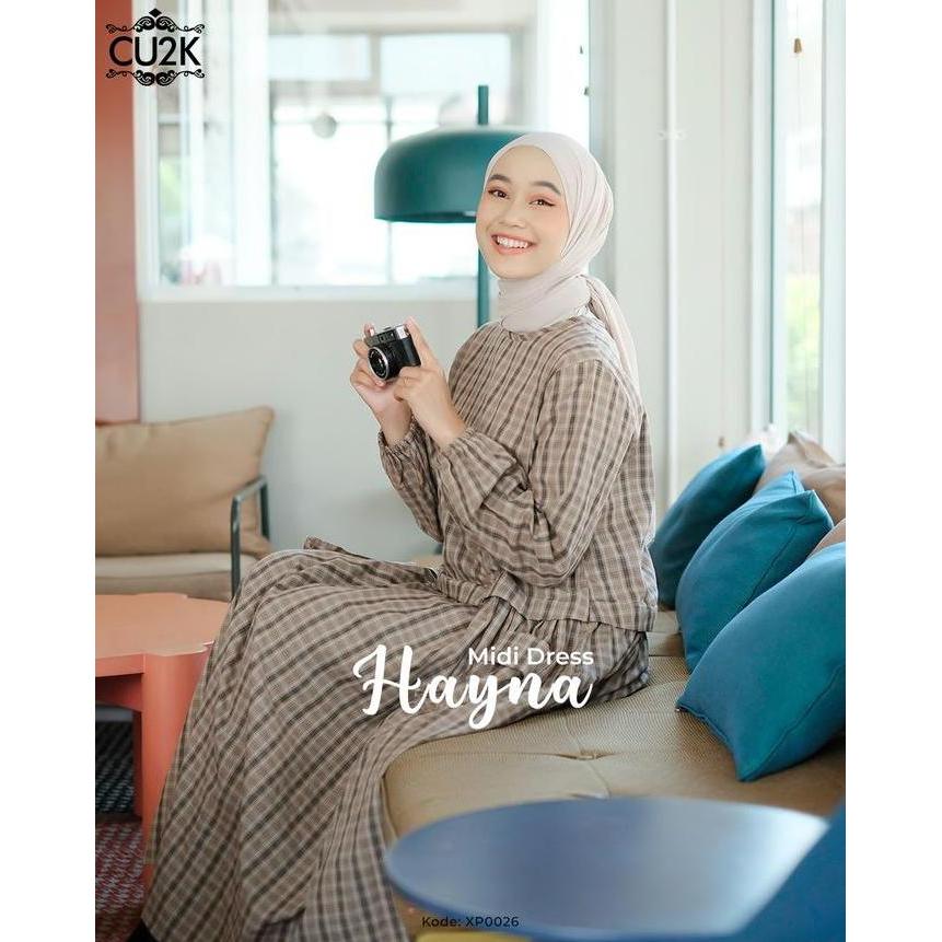 CU2K Midi Dress Hayna Viral Fashion Muslim Outfit Terbaru Bahan Katun Nyaman