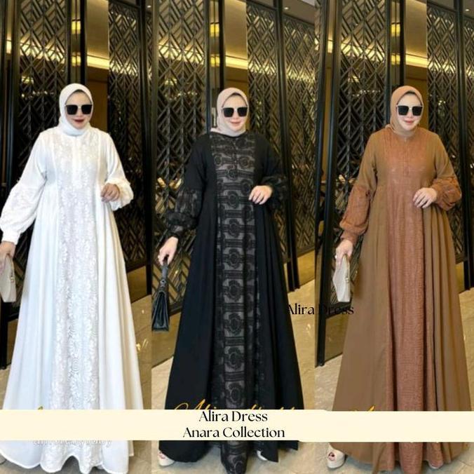 ADRESS AMORE BY RUBY BRUKAT MOTIF BUNGA BUSUI FRIENDLY ELEGAN Cantik Crepe Gamis Muslim Panjang