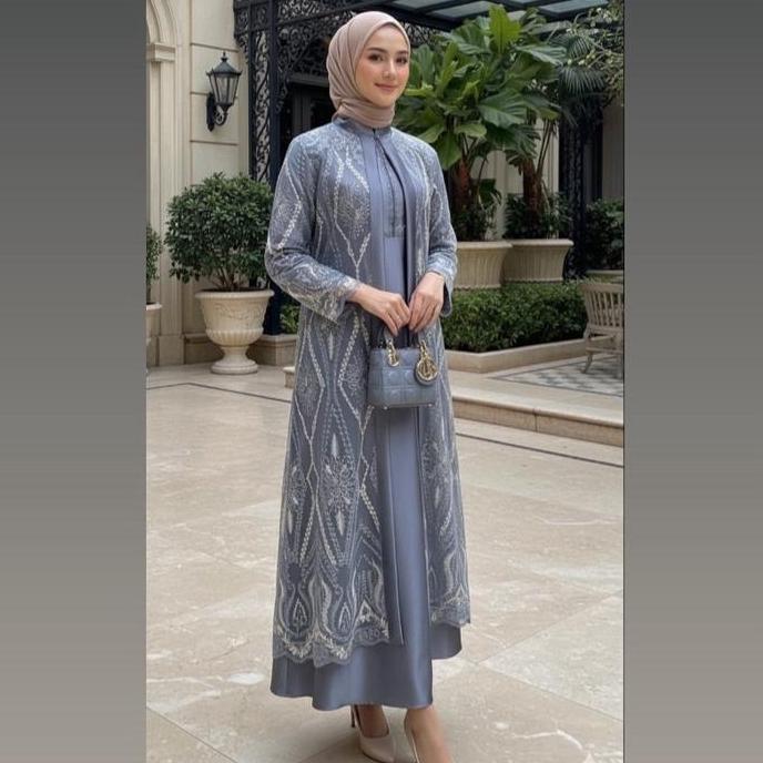 Wina Dress satin cristal premium mix tile sapto