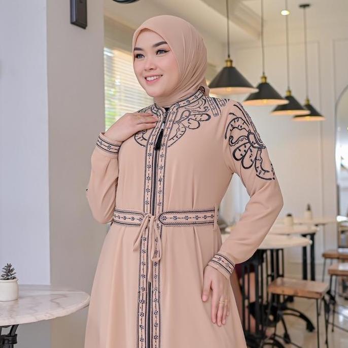Anisa dress set hijab bordir gamis kondangan Termurah
